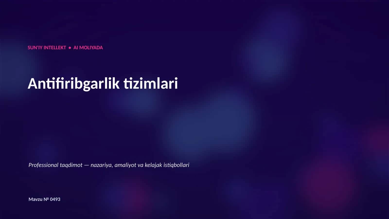 SUN'IY INTELLEKT • AI MOLIYADA 1