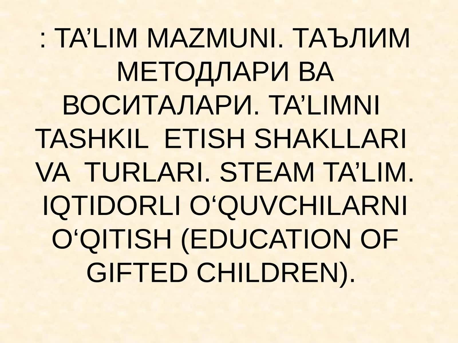 Ta'lim Mazmuni 1