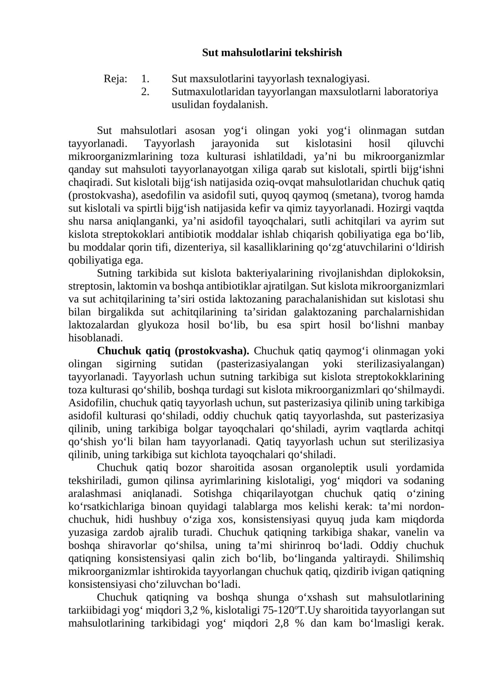 Sut mahsulotlarini tekshirish 1