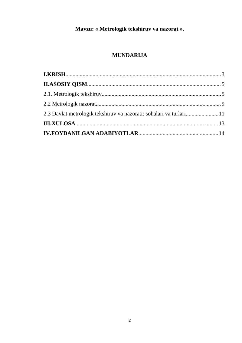 Metrologik tekshiruv va nazorat 1