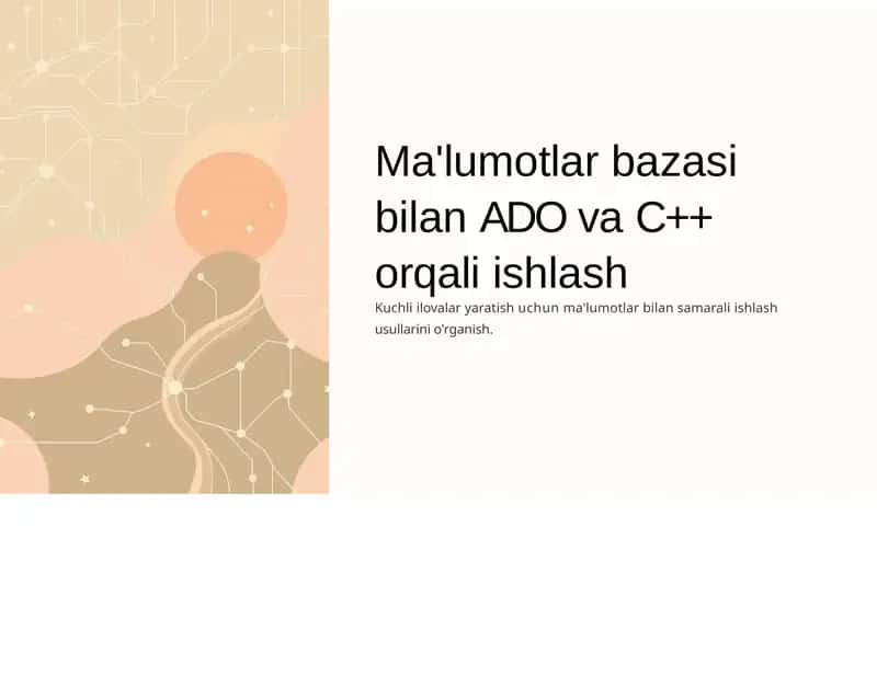 Ma'lumotlarbazasibilan ADO va C++ orqali ishlash 1
