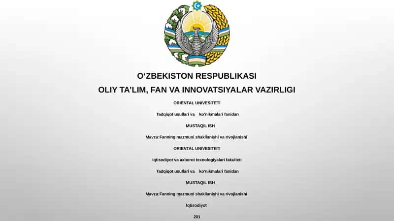 Tadqiqotning moddiy vositalari va ularning tavsifi 1