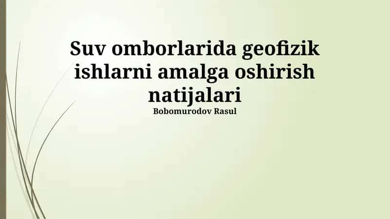 Suv Omborlarida Geofizik Ishlarni Amalga Oshirish Natijalari 1