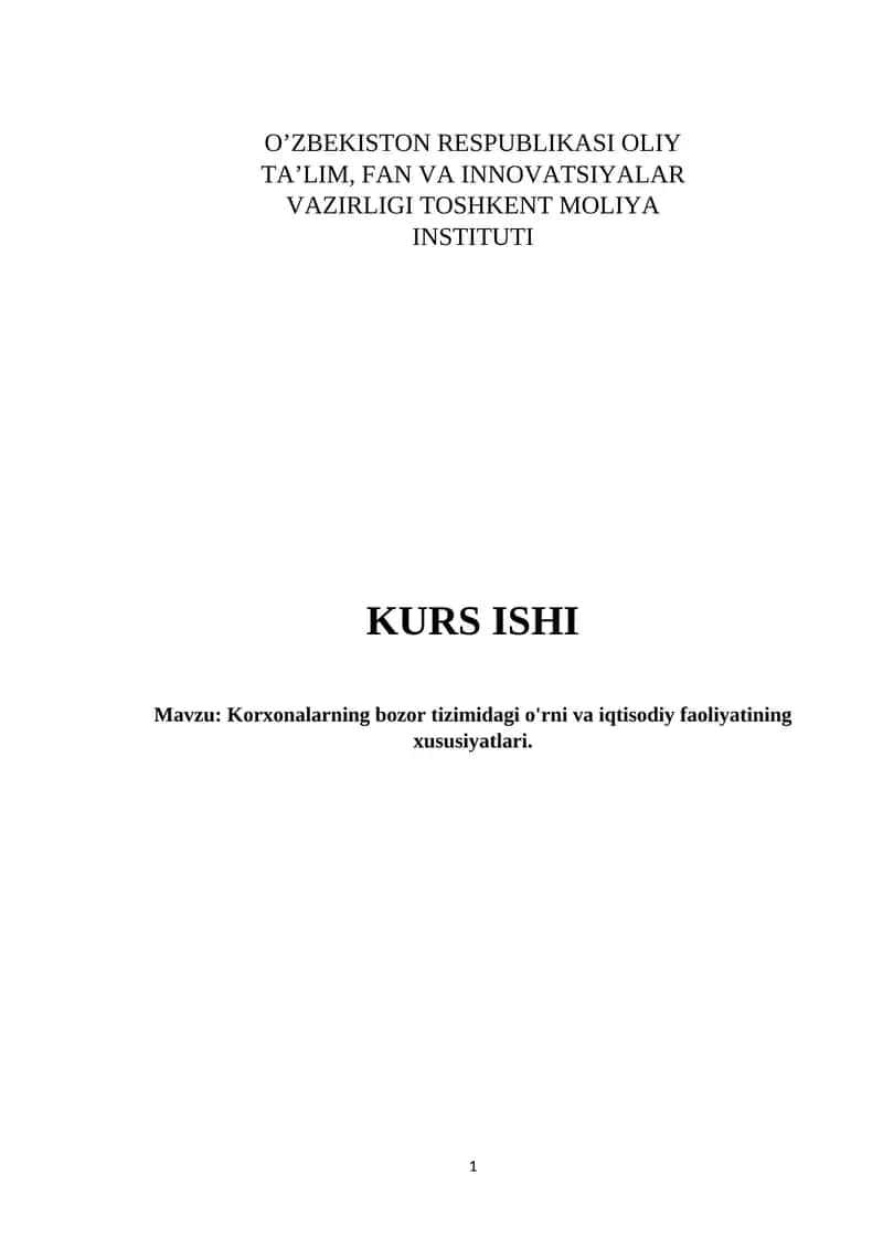 Bozor iqtisodiyoti 1