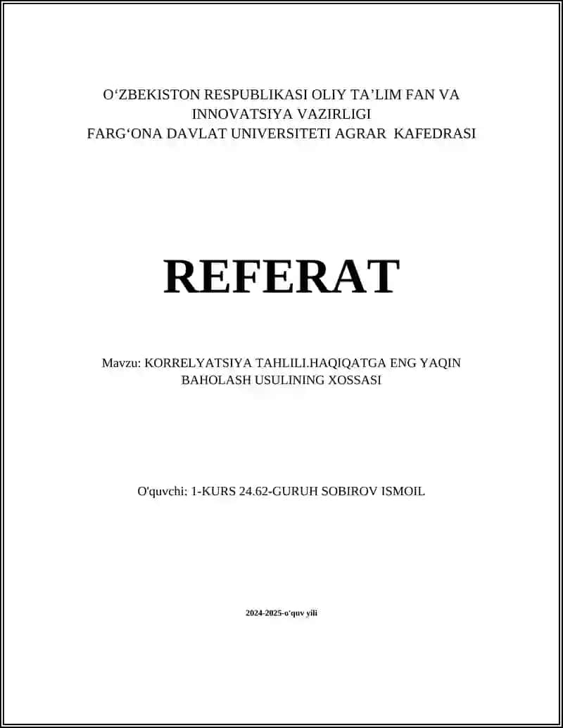 Korrelyatsiya tahlili