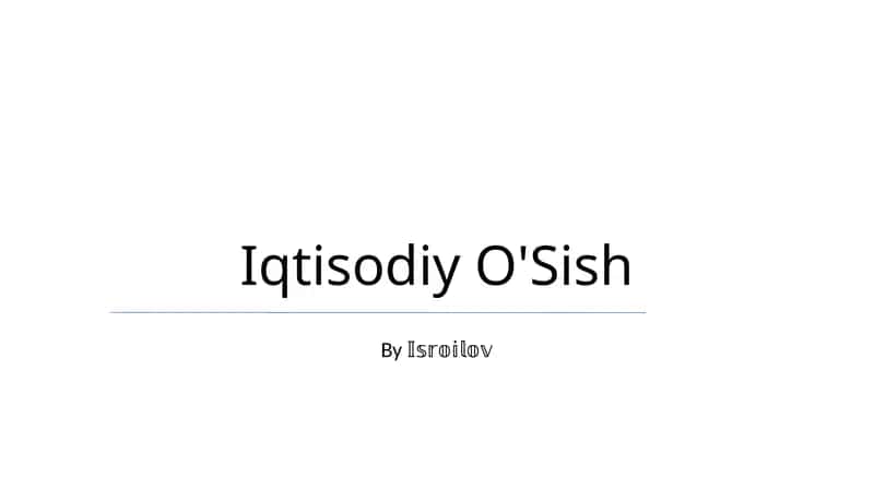 Iqtisodiy O'Sish 1