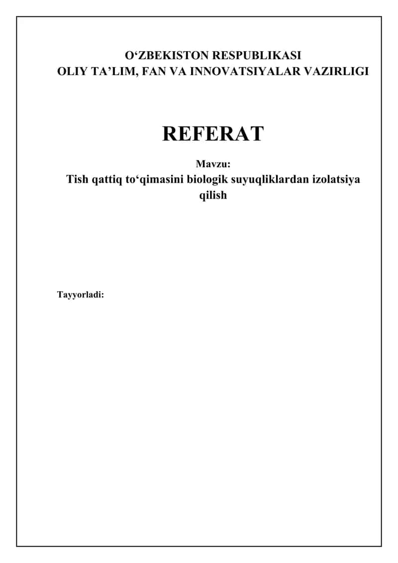 Qattiq to'qimalarni biologik suyuqliklardan ajratish 1