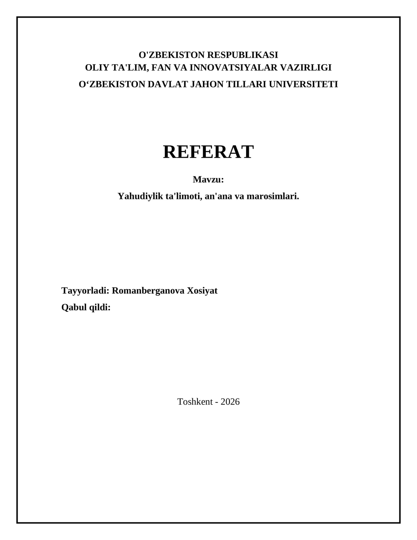 Yahudiylik ta'limoti, an'ana va marosimlari 1