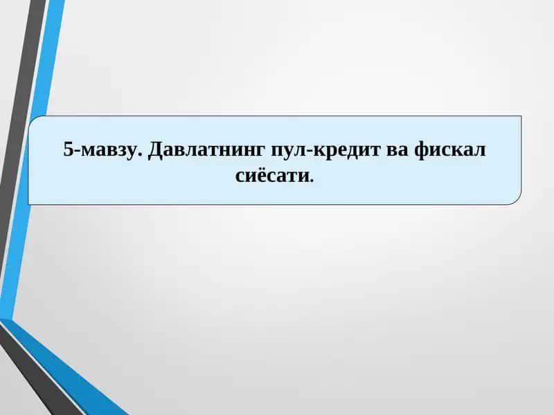 Давлатнинг пул-кредит ва фискал сиёсати 1