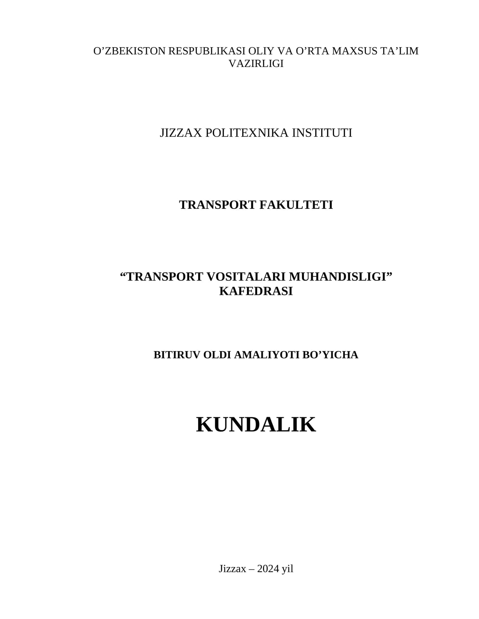 TRANSPORT VOSITALARI MUHANDISLIGI 1