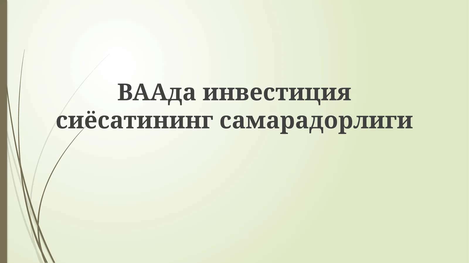 BAAда инвестициясиёсатининг самарадорлиги 1