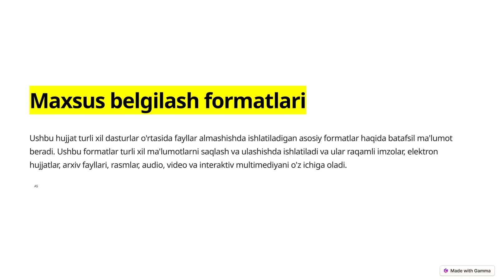 Maxsus belgilash formatlari 1