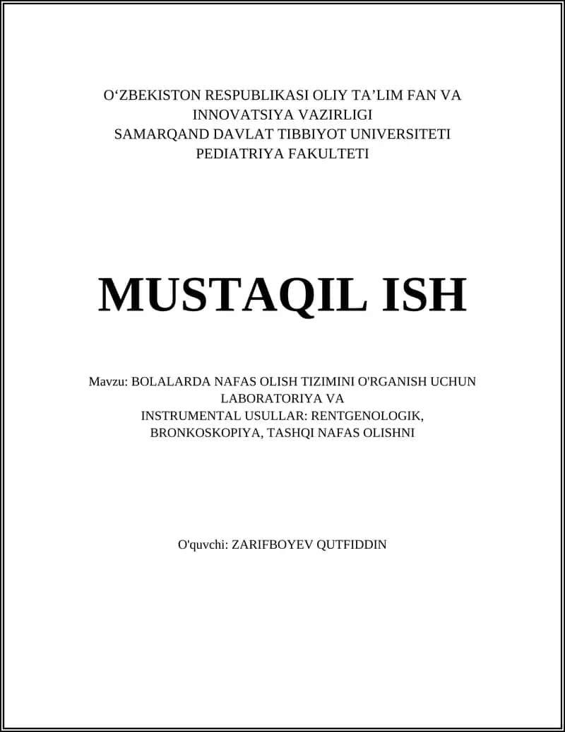 Bolalarda Nafas Olish Tizimini O'rganish Uchun Laboratoriya va INSTRUMENTAL Usullar 1