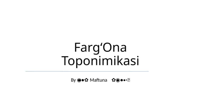 FargʻOna Toponimikasi 1