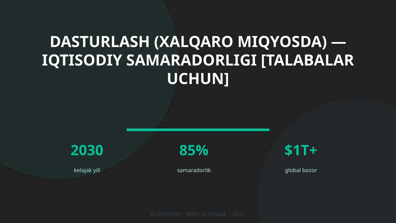 Dasturlash (xalqaro miqyosda) — iqtisodiy samaradorligi [talabalar uchun] 1