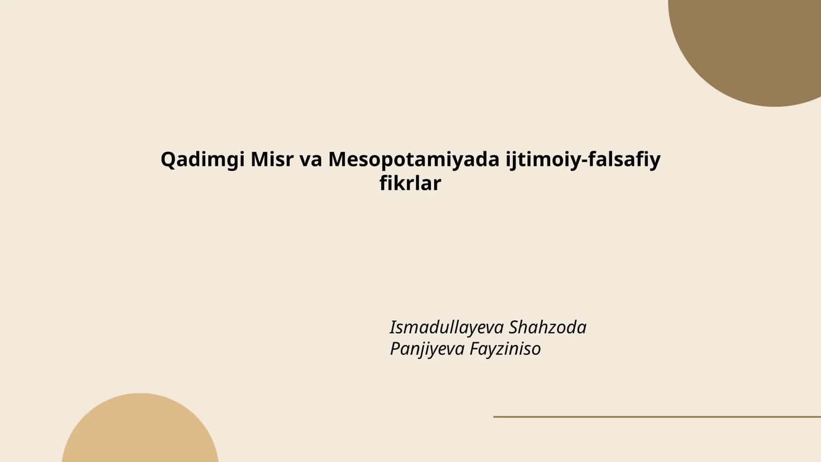 Qadimgi Misr va Mesopotamiyada ijtimoiy-falsafiy fikrlar 1