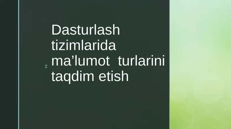 Dasturlash tizimlarida ma’lumot turlarini taqdim etish 1