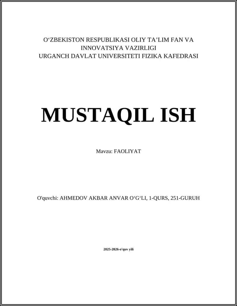 FAOLIYAT 1