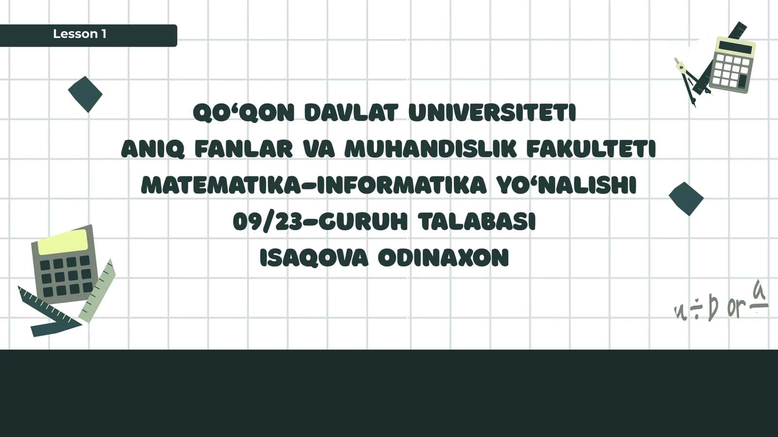 Fan boʻyicha qoʻshimcha adabiyotlar bilan ishlash 1