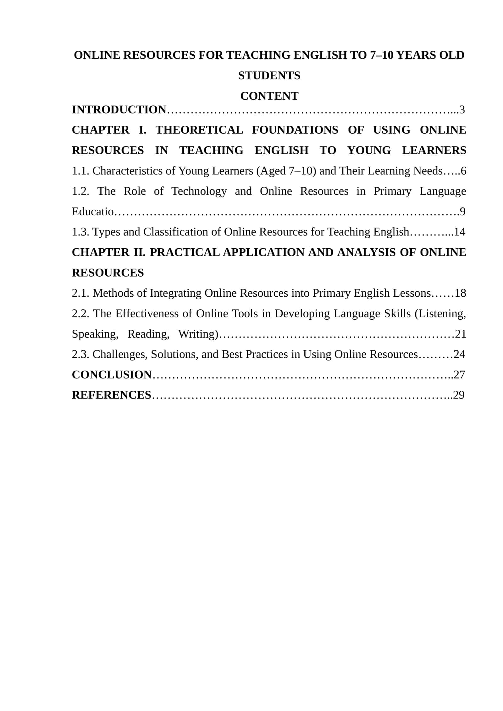 ONLINE RESOURCES FOR TEACHING ENGLISH TO 7–10 YEARS OLD STUDENTS 1