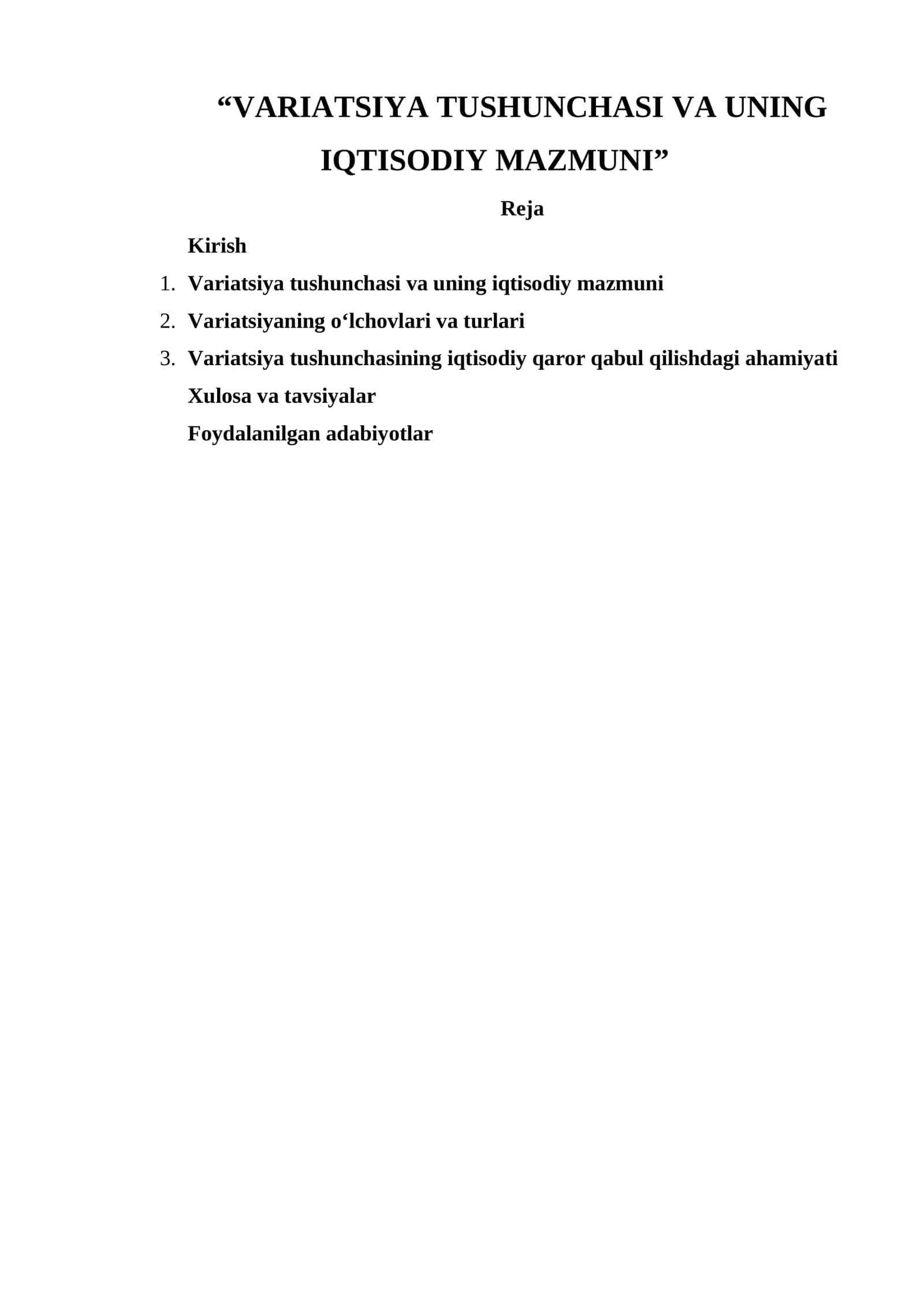 VARIATSIYA TUSHUNCHASI VA UNING IQTISODIY MAZMUNI 1