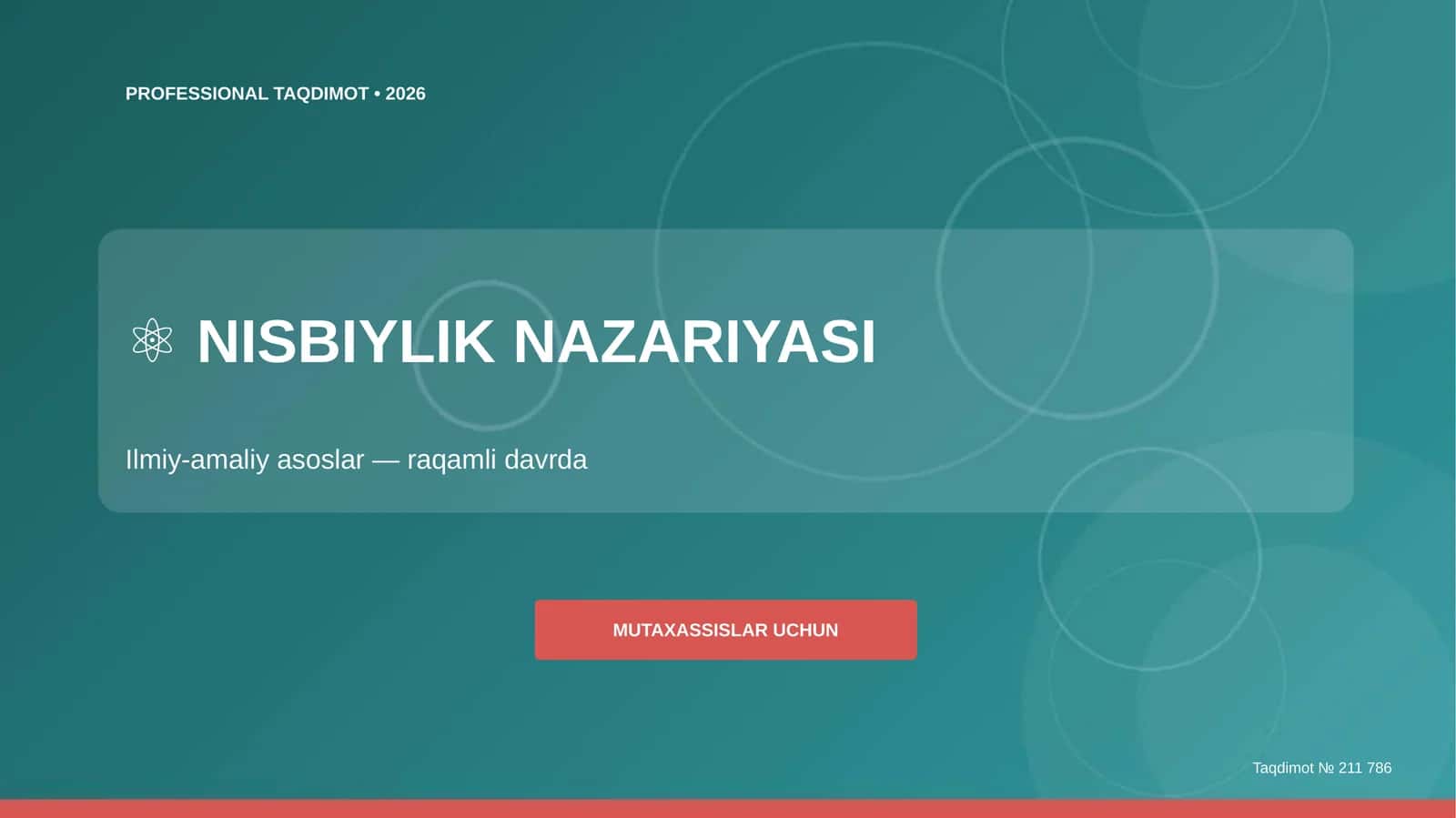NISBIYLIK NAZARIYASI - MUTAXASSISLAR UCHUN 1