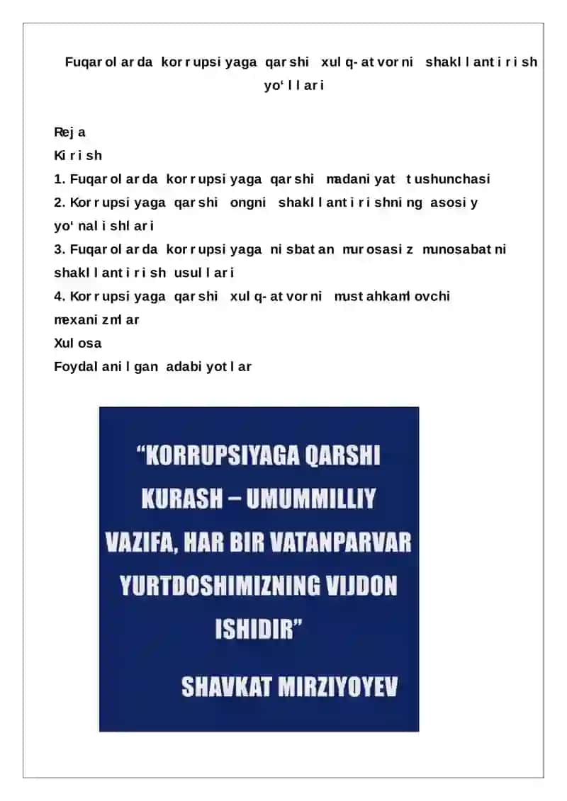 Fuqarolarda korrupsiyaga qarshi xulq-atvorni shakllantirish yo‘llari 1
