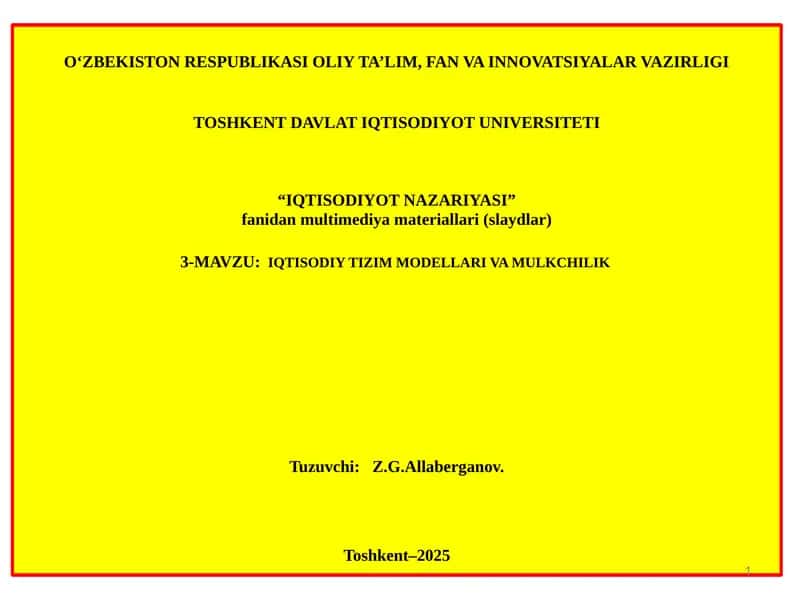 IQTISODIYOT NAZARIYASI 1