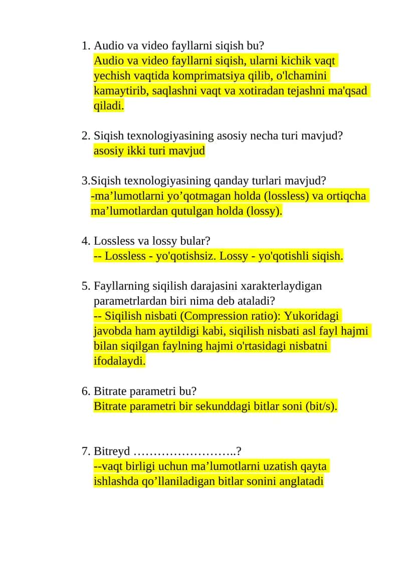 Siqish texnologiyalari 1