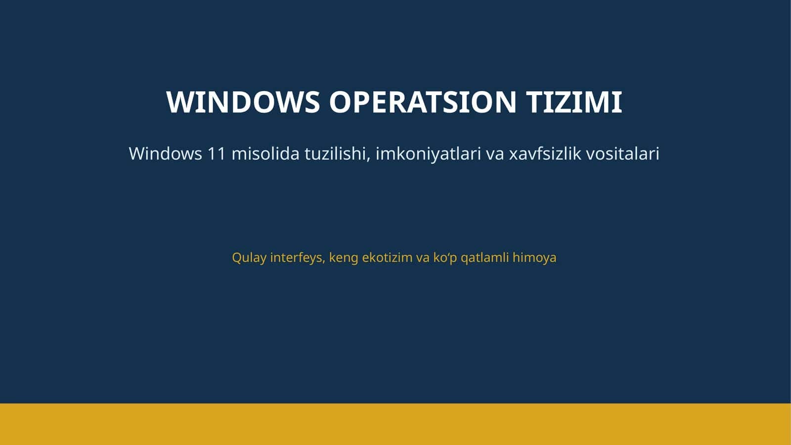 WINDOWS OPERATSION TIZIMI 1