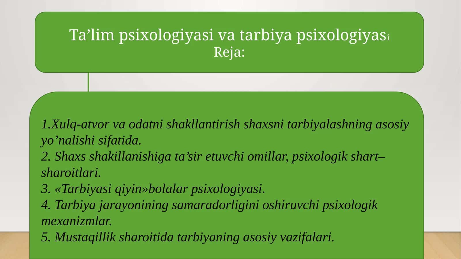 Ta’lim psixologiyasi va tarbiya psixologiyasi 1