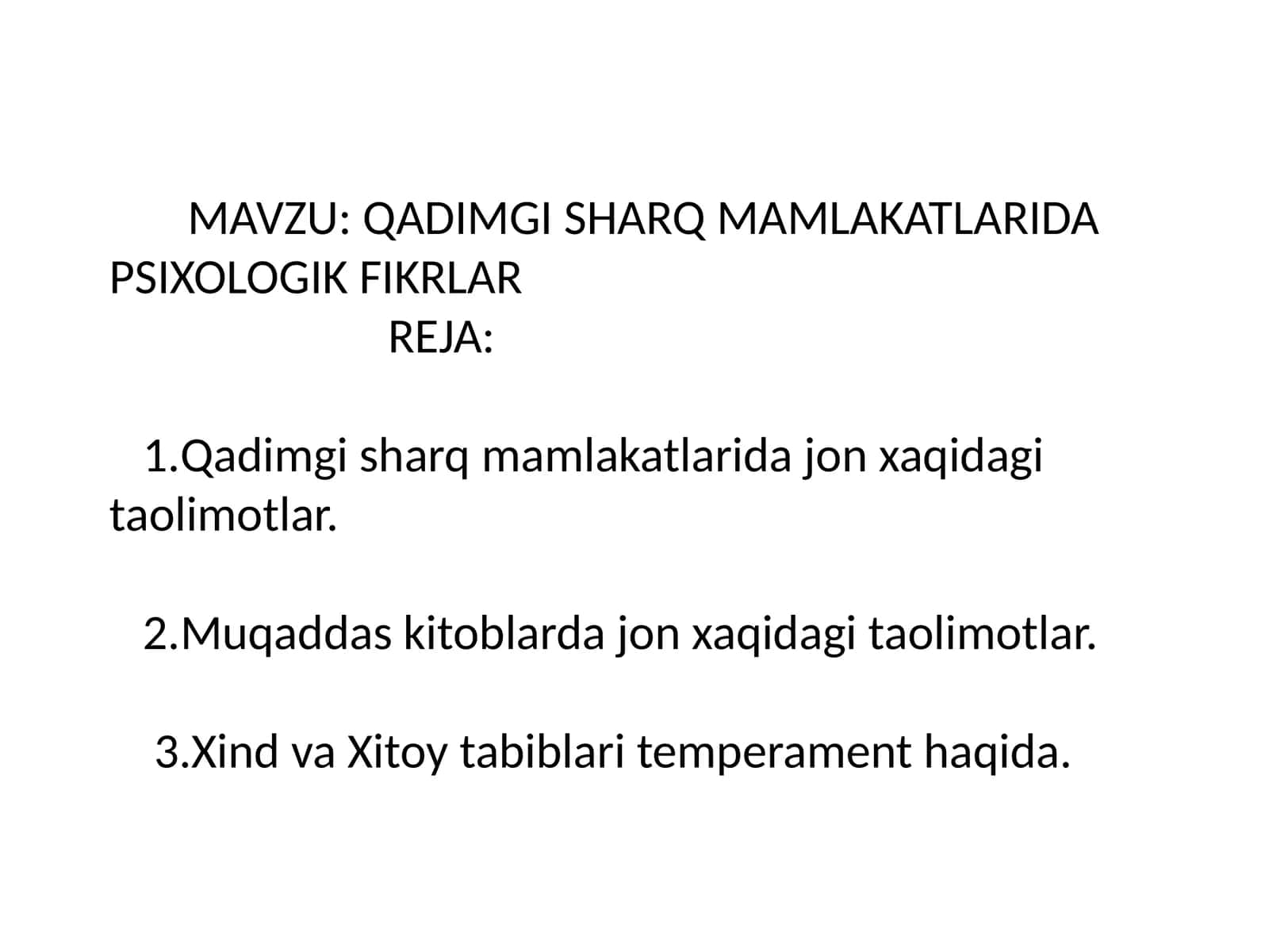 QADIMGI SHARQ MAMLAKATLARIDA PSIXOLOGIK FIKRLAR 1