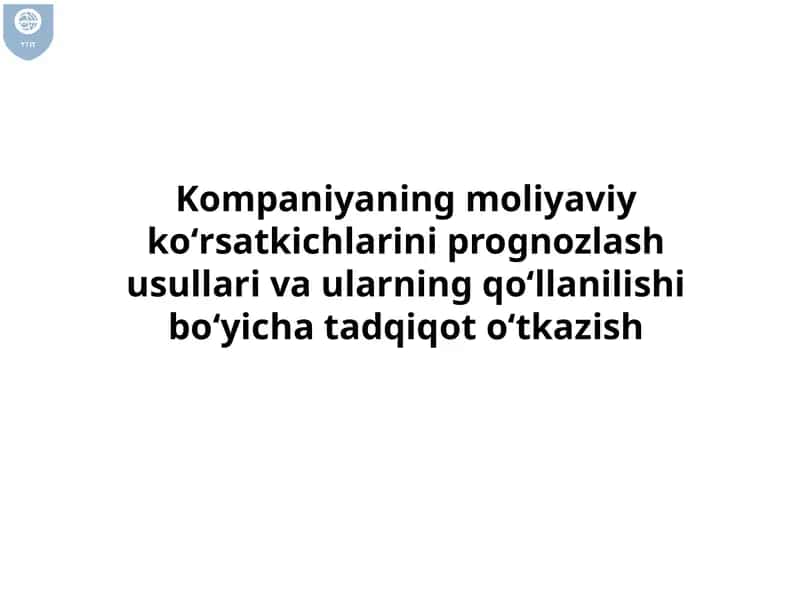 Moliyaviy koʻrsatkichlar va ularning qoʻllanilishi 1