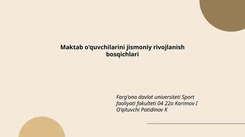 Maktab o'quvchilarini jismoniy rivojlanish bosqichlari 1