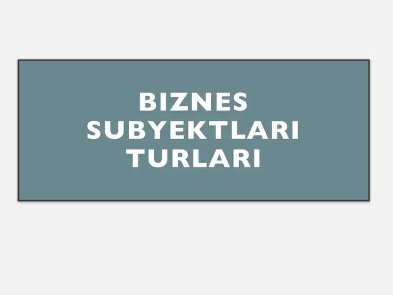 Biznes subyektlari turlari 1