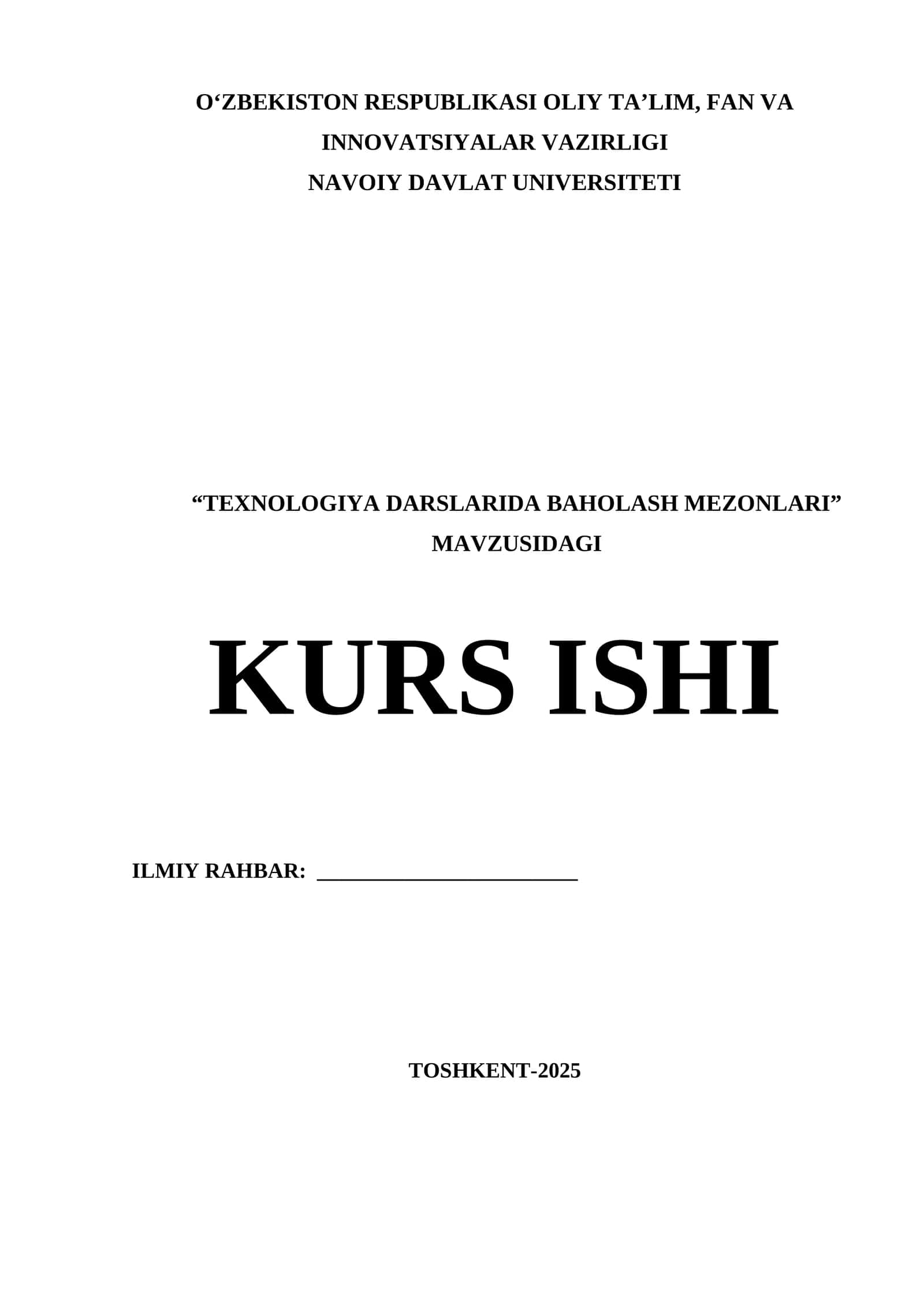 TEXNOLOGIYA DARSLARIDA BAHOLASH MEZONLARI 1