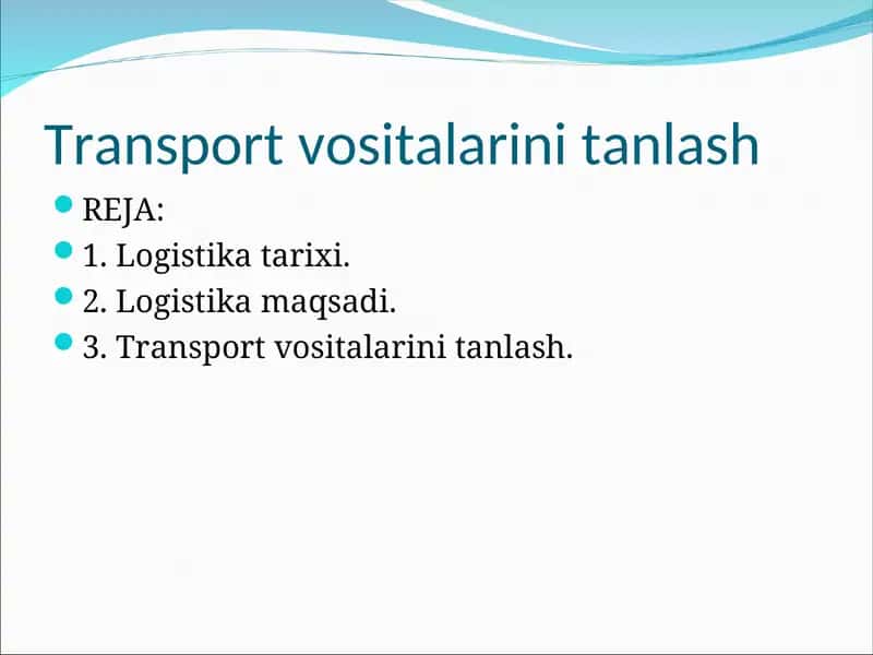 Transport vositalarini tanlash 1