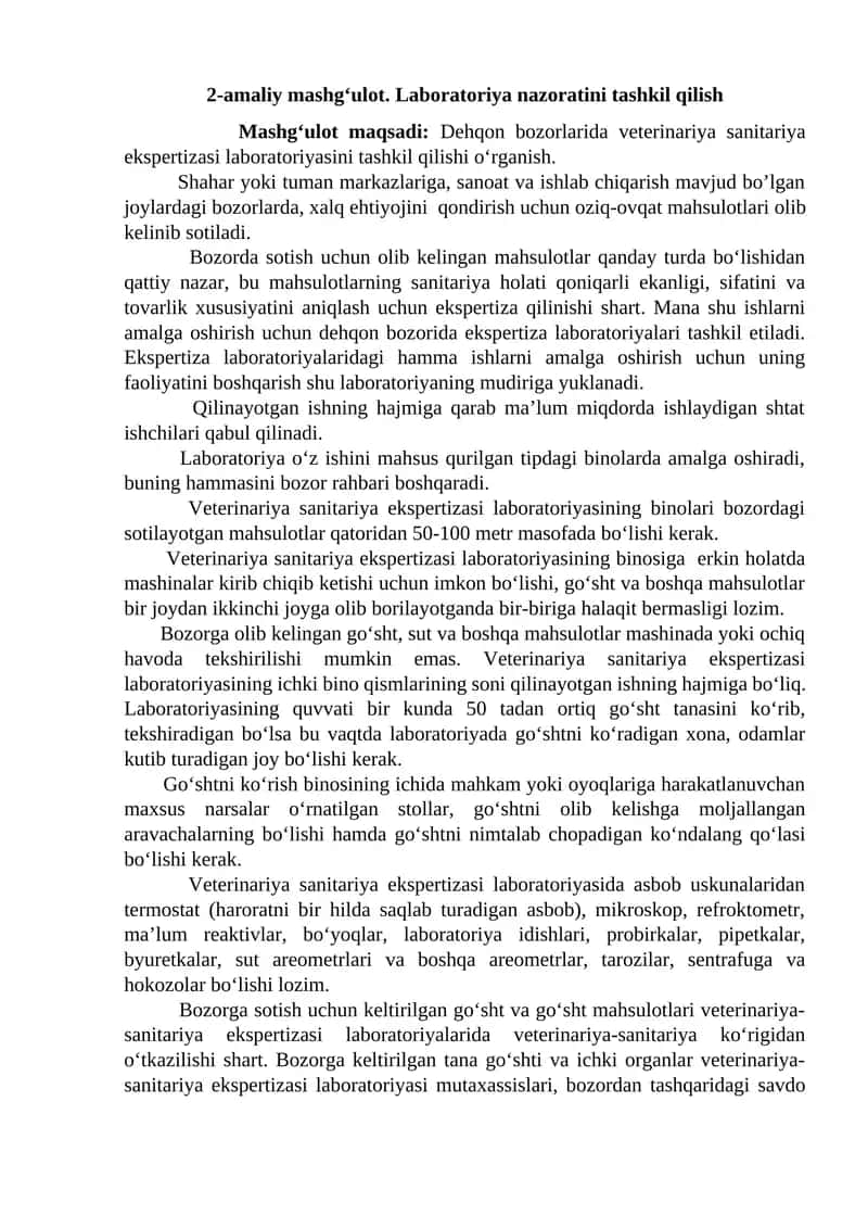 Veterinariya sanitariya ekspertizasi laboratoriyasi 1
