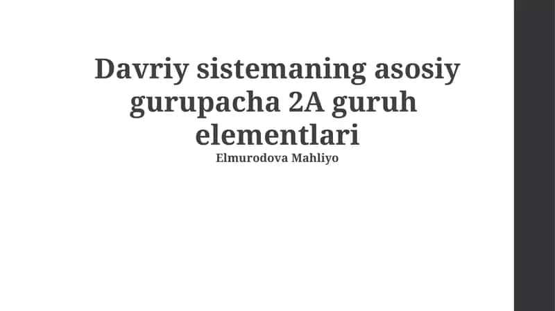 2A guruhi elementlarining kimyoviy xossalari 1