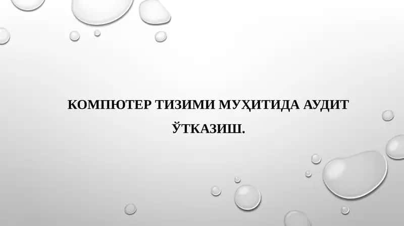 КОМПЮТЕР ТИЗИМИ МУҲИТИДА АУДИТ ЎТКАЗИШ 1