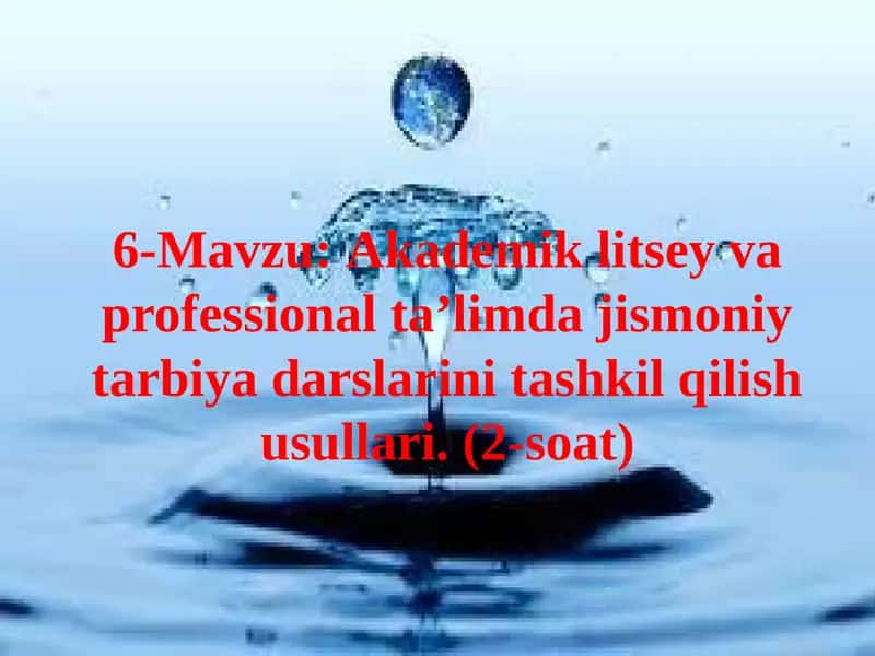 Akademik litsey va professional ta’limda jismoniy tarbiya darslarini tashkil qilish usullari 1