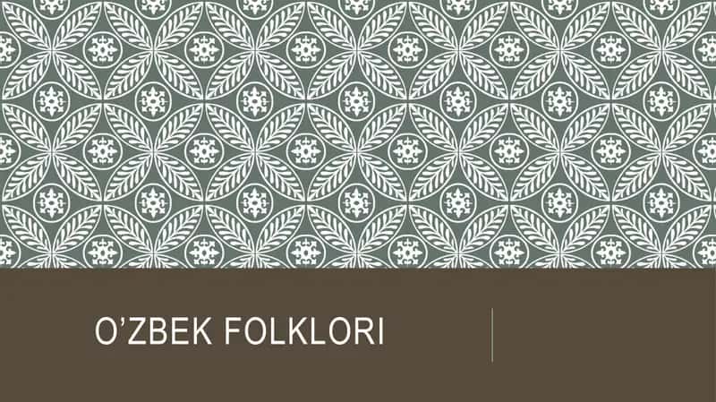 O’zbek folklori 1