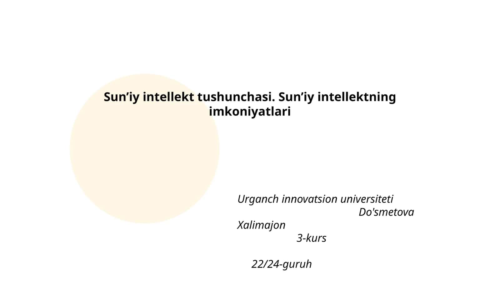 Sun’iy intellekt tushunchasi 1