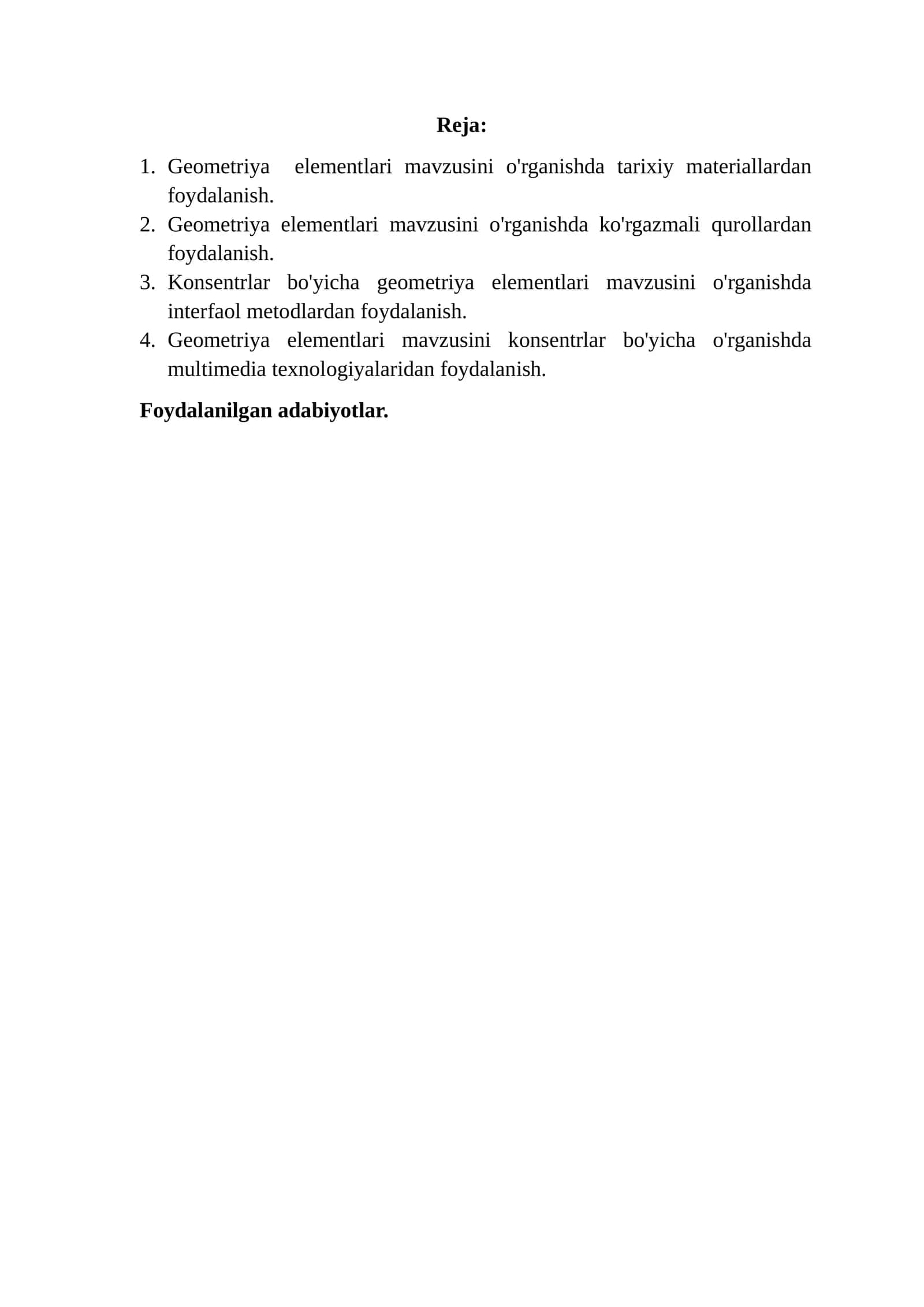 Geometriya elementlari mavzusini o'rgatish metodikasi 1