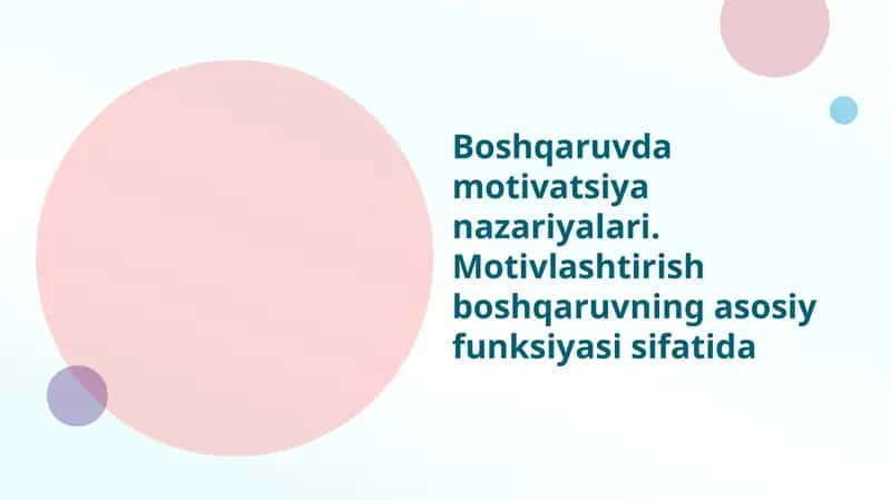 Boshqaruvda Motivatsiya 1