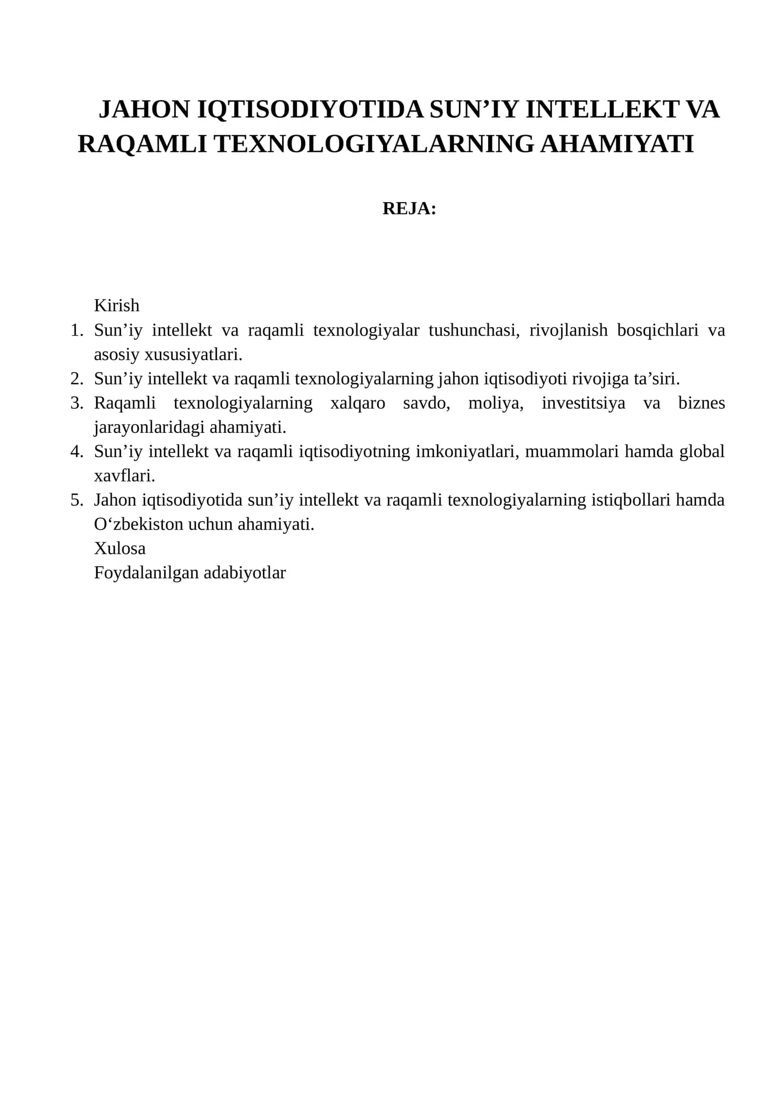 JAHON IQTISODIYOTIDA SUN’IY INTELLEKT VA RAQAMLI TEXNOLOGIYALARNING AHAMIYATI 1