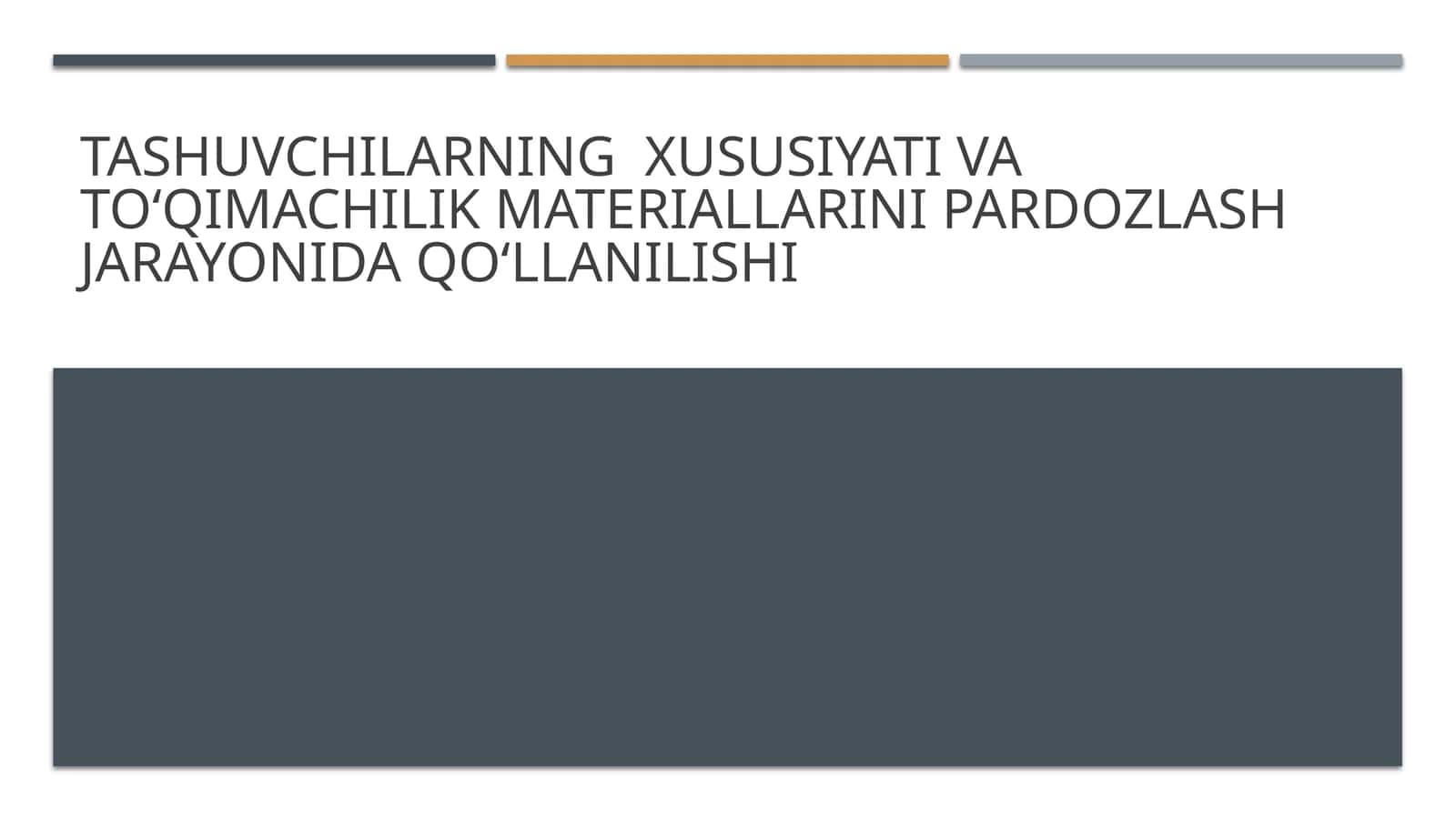 Tashuvchilarning xususiyatlari va toʻqimachilik materiallarini pardoza qilish 1