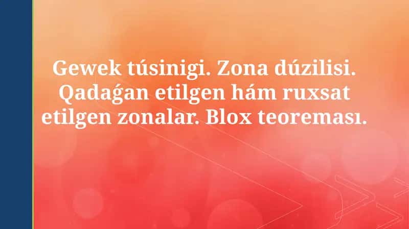 Zona strukturası hám Banda teoriyası tiykarları 1