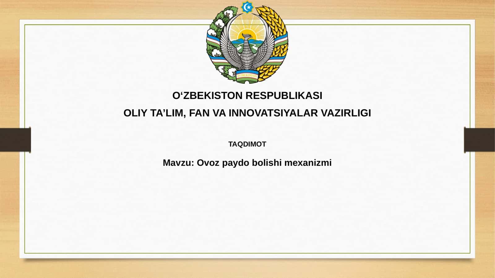 Ovoz paydo bo'lish mexanizmi 1