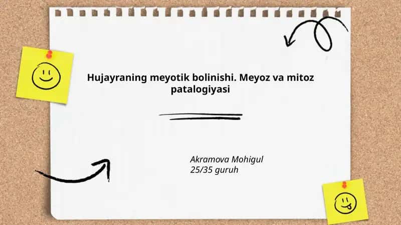 Hujayraning meyotik bolinishi. Meyoz va mitoz patalogiyasi 1